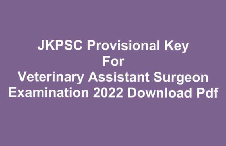 JKPSC Provisional Key for Veterinary Assistant Surgeon