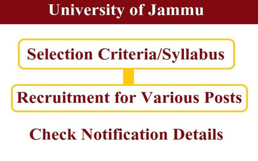 University of Jammu Selection Criteria/Syllabus 2022 for Various Posts