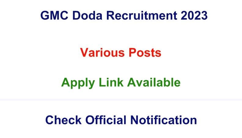 GMC Doda Job Vacancy 2023 Apply Online for Various Posts