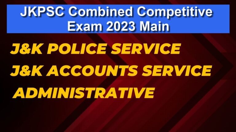 JKPSC Combined Competitive Examination 2023 Main