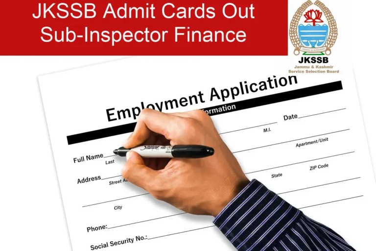 JKSSB Admit Cards Available for Sub-Inspector Finance